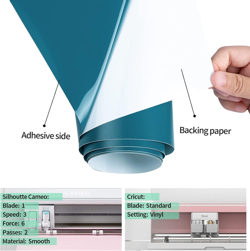 Gatichetta Aqua Vinyl Burgundy Self Adhesive Vinyl Craft Permanent Vinyl Roll 12" x 10ft for DIY Sticker, Decals, Home Decor, Matte Aqua - Image 2